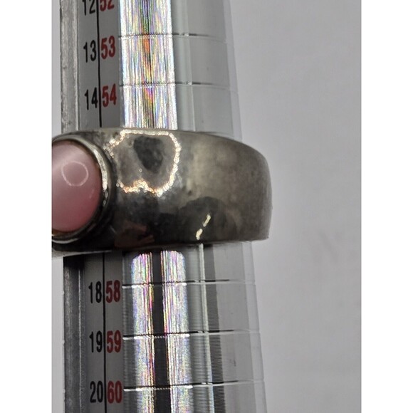 Silvertone Pink Gem Ring Sz 8 - Picture 2 of 10